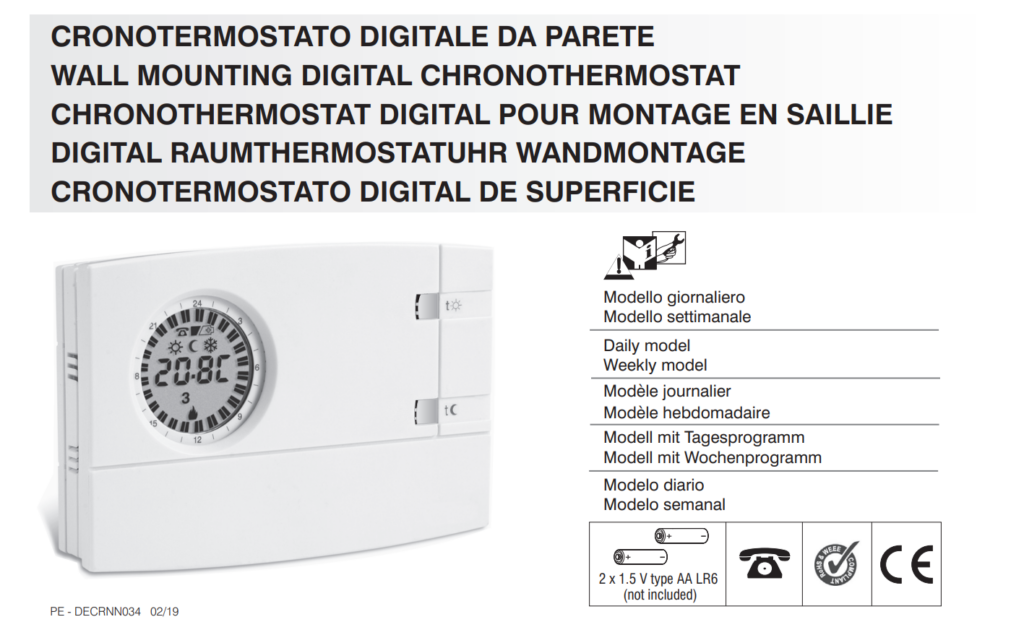 Manuale di Istruzioni Termostato Perry 1CR CR309/S PDF