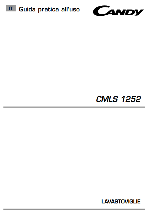 Manuale Lavastoviglie Candy CMLS 1252 PDF