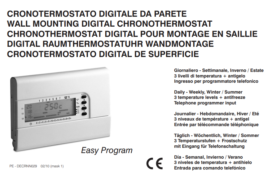 Manuale di Istruzioni Termostato Perry CR011 PDF