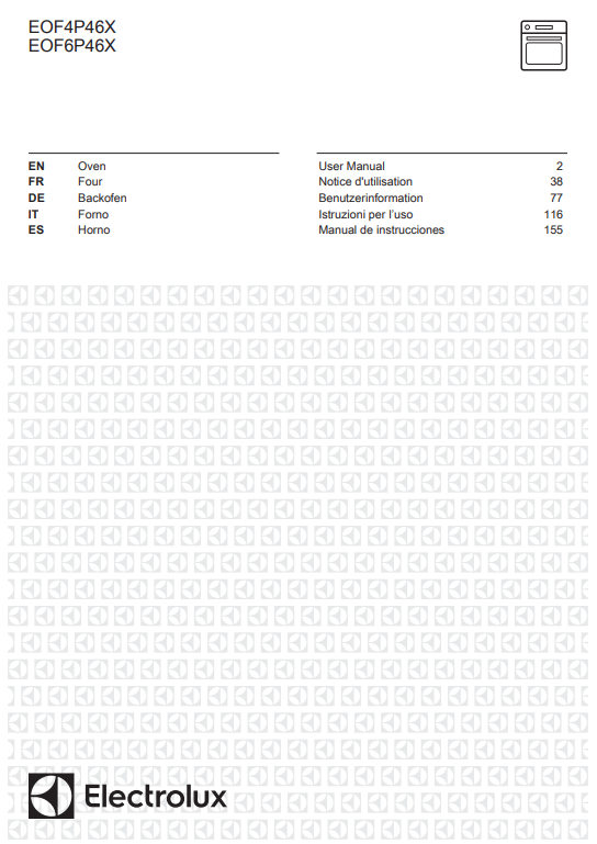 Manuale di Istruzioni Forno Electrolux EOF4P46X PDF