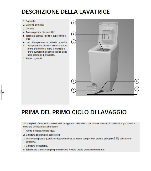 Manuale di Istruzioni Whirlpool AWE 6317 PDF