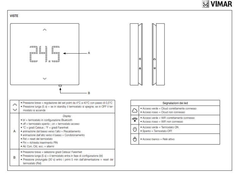 Manuale di Istruzioni Termostato Vimar 02912 PDF