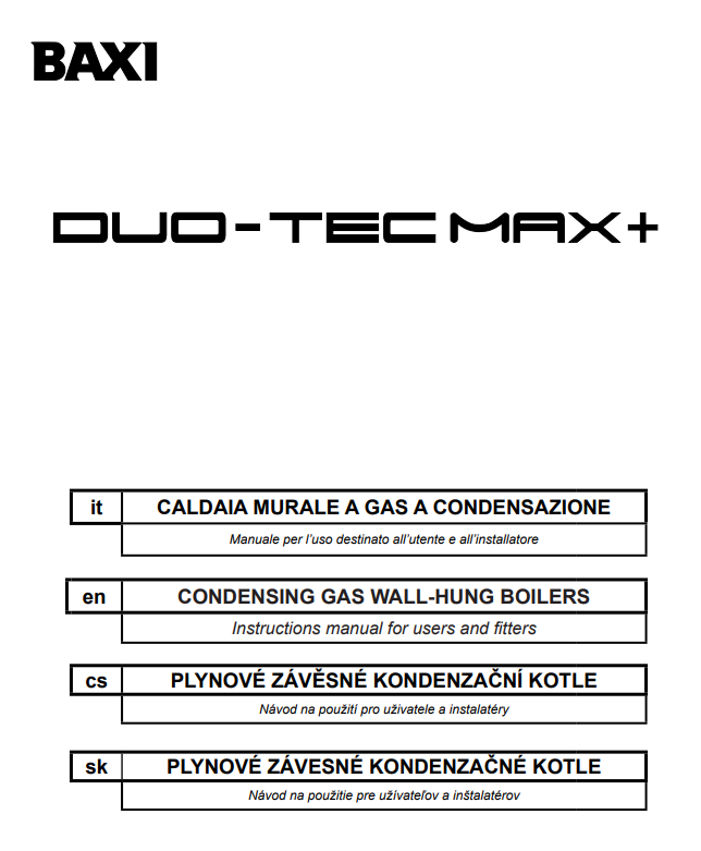 Manuale di Istruzioni Caldaia Baxi DUO-TEC MAX PDF