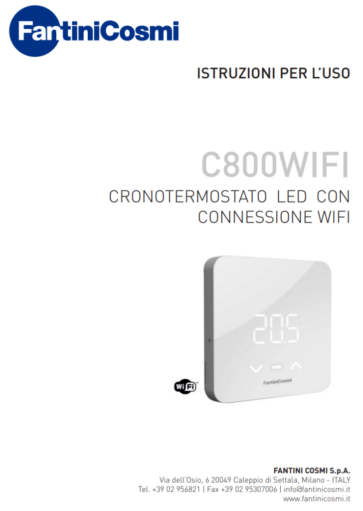 Manuale Fantini Cosmi C800WIFI PDF