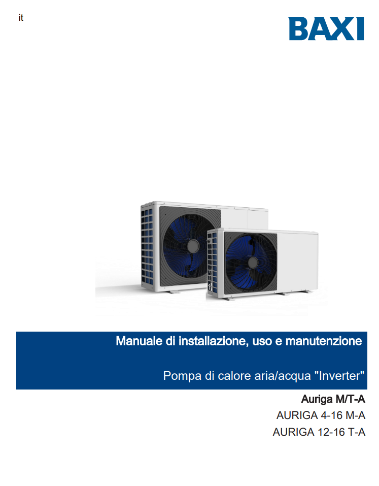 Manuale Pompa di Calore Baxi Auriga PDF