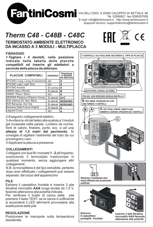 Manuale Fantini Cosmi C48 PDF