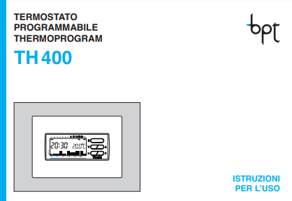 Manuale Termostato CAME BPT TH 400 PDF