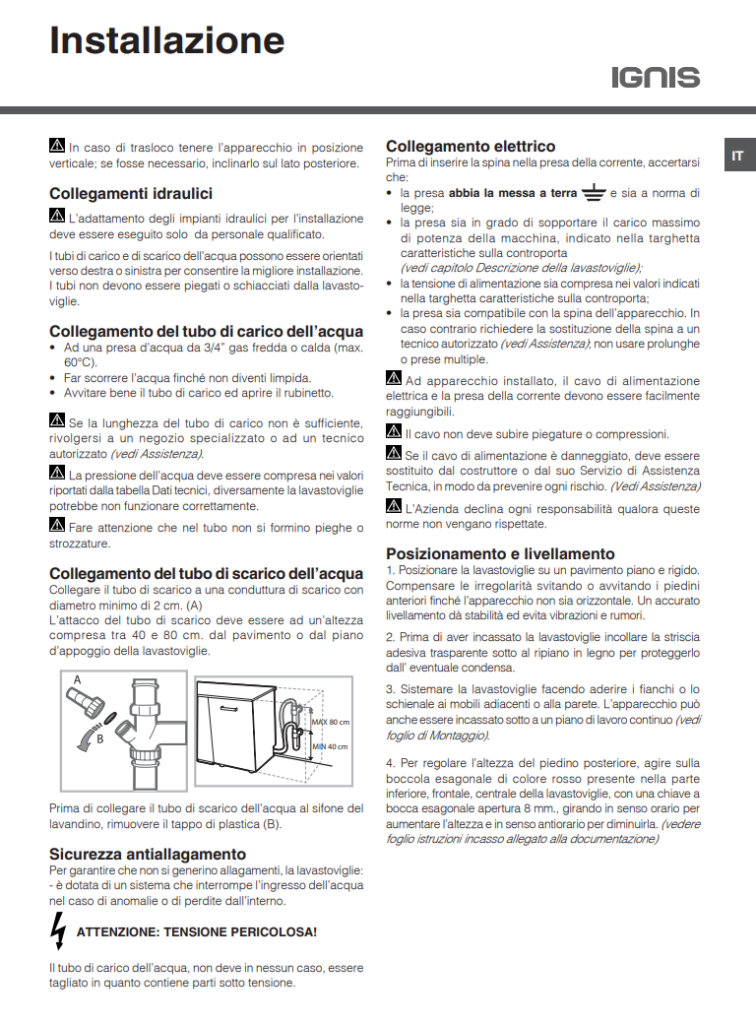 Manuale Ignis ADL 101 PDF