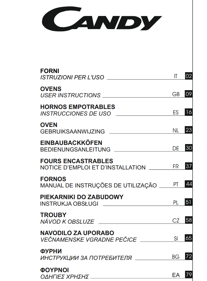 Manuale Candy FCC604NAV PDF