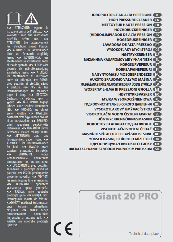 Manuale Lavor Giant 20 Pro PDF