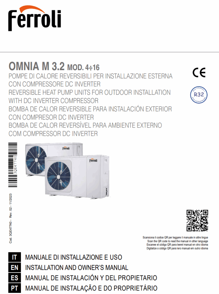 Manuale Pompa di Calore Ferroli OMNIA M 3.2 PDF