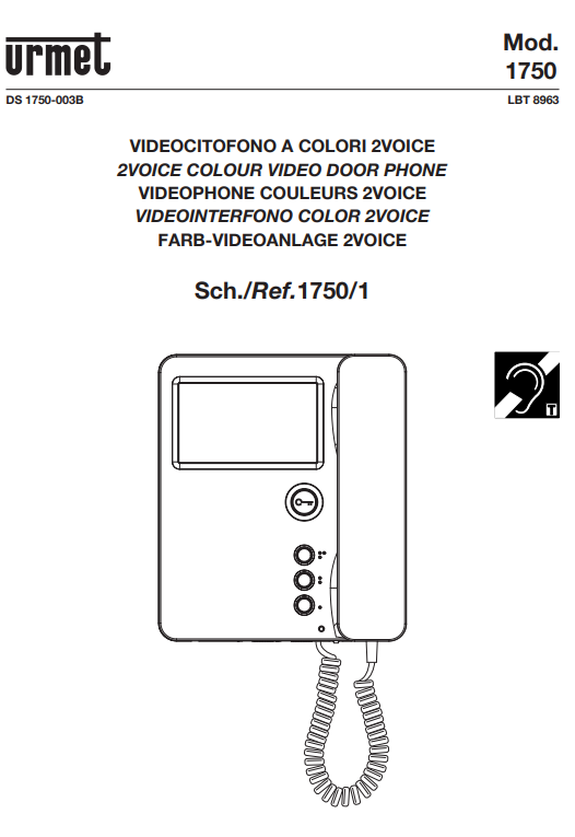 Manuale Videocitofono Urmet 1750/1 PDF