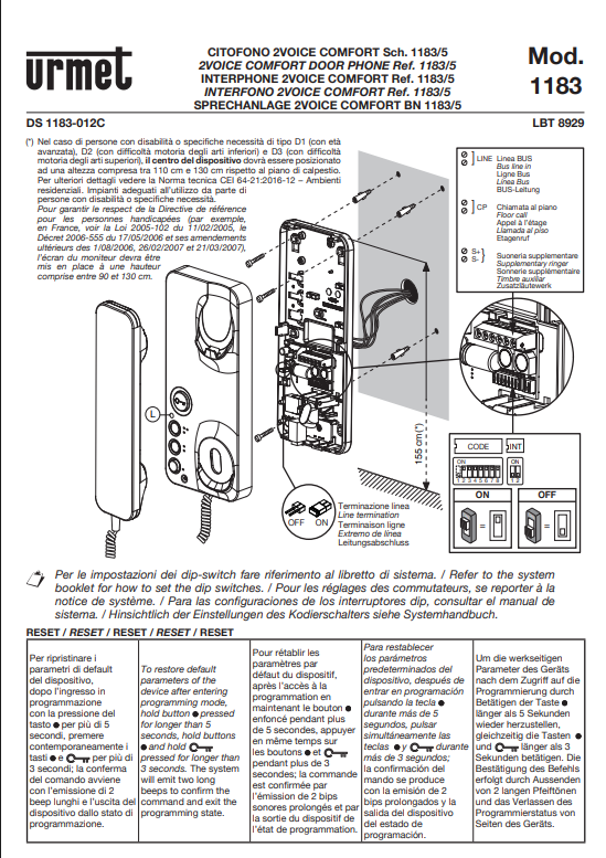 Manuale Citofono Urmet 1183/5 PDF