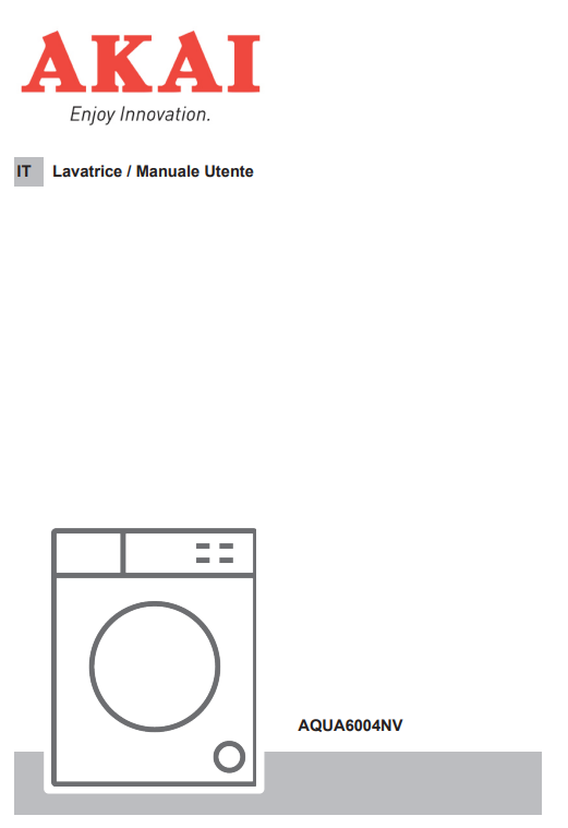 Manuale Lavatrice Akai AQUA6004NV PDF