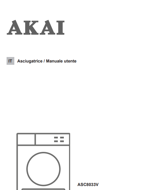 Manuale Asciugatrice Akai ASC8033V PDF