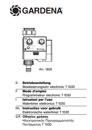 Manuale Gardena T 1030 PDF