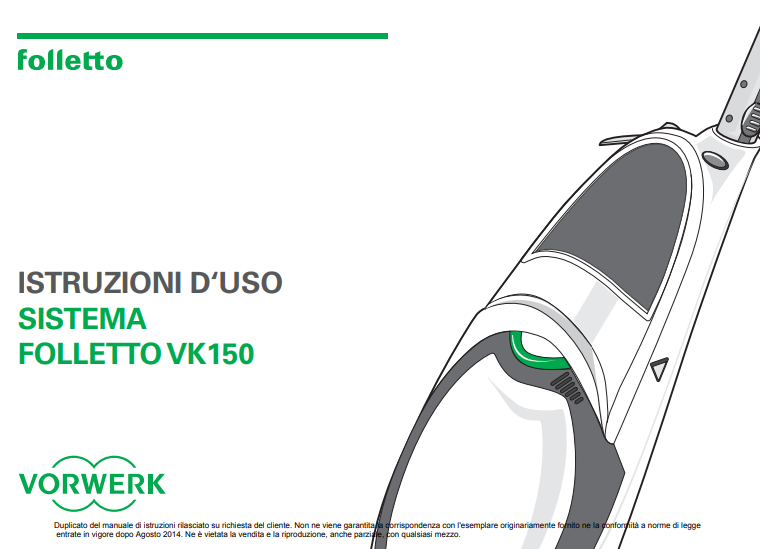 Manuale Folletto VK150 PDF