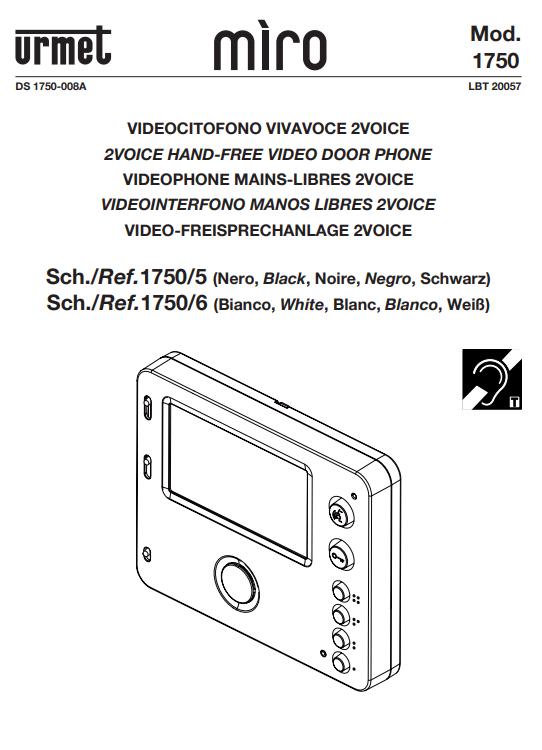 Manuale Citofono Urmet Mirò 1750/5 e 1750/6 PDF