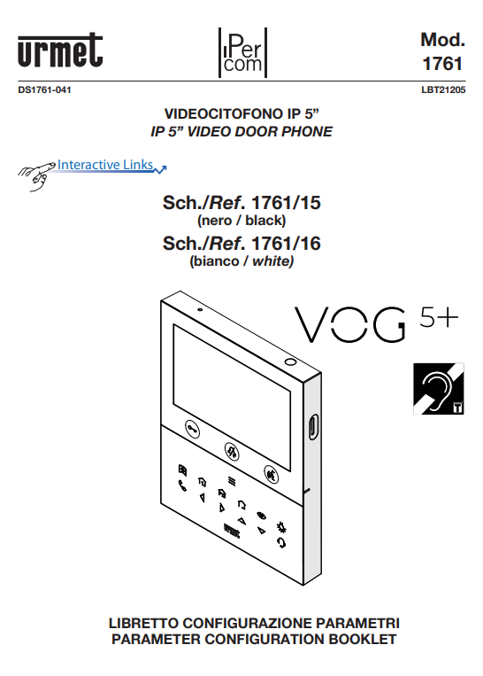 Manuale Videocitofono Urmet VOG5 PDF