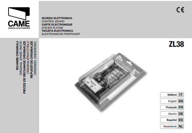 Manuale Came ZL38 PDF