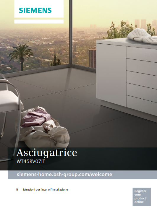 Manuale Asciugatrice Siemens iQ300 WT45RV07IT/02 PDF