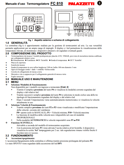 Manuale Palazzetti FC 810 PDF