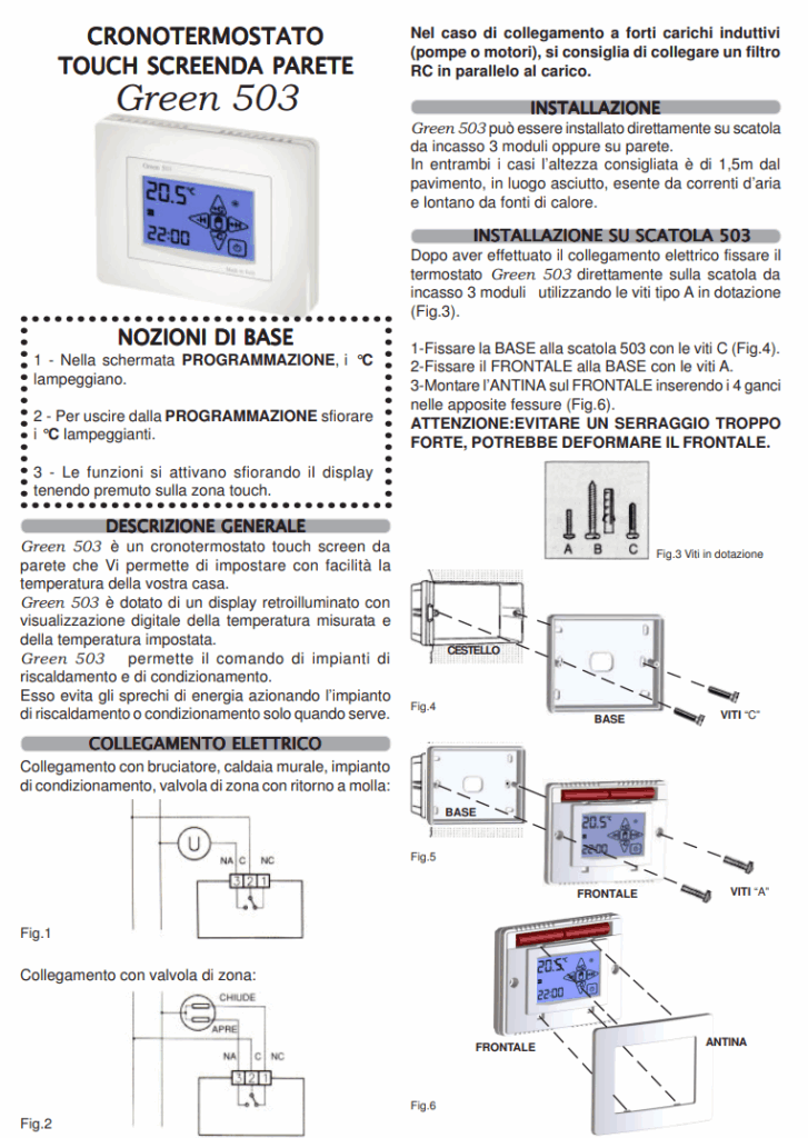 Manuale Termostato Geca Green 503 PDF