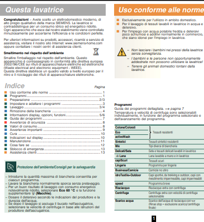 Manuale Siemens iQ 500 PDF