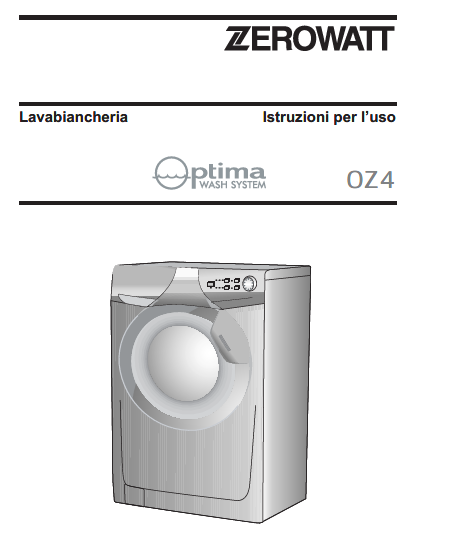 Manuale Lavatrice Zerowatt Optima​ PDF