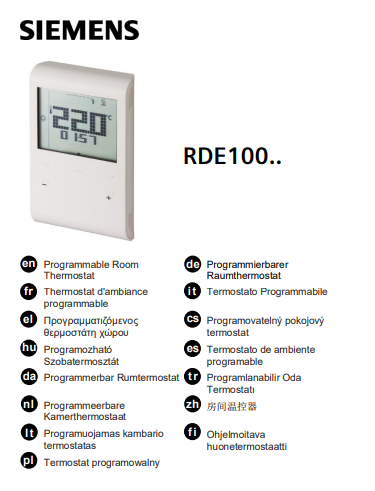 Manuale Termostato Siemens RDE100.1 PDF