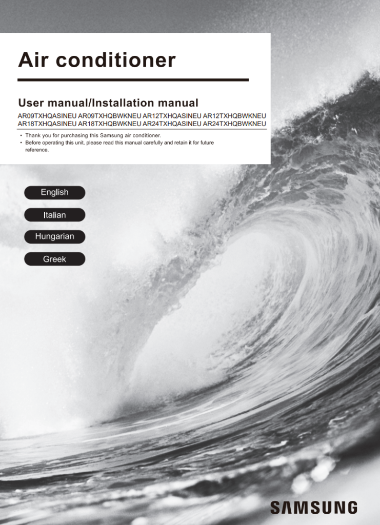 Manuale Condizionatore Samsung AR35 PDF