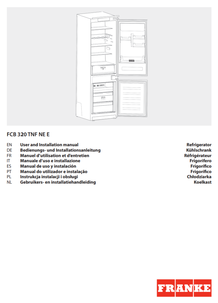 Manuale Frigorifero Franke FCB 3 20 TNF NE E PDF