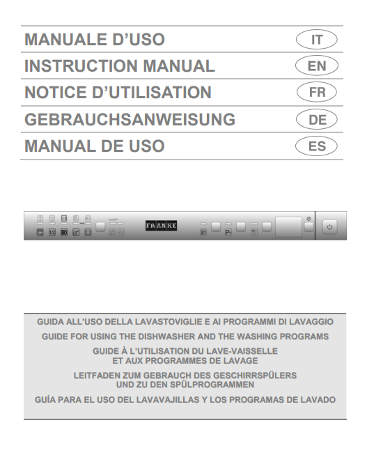 Manuale Lavastoviglie Franke FDW 612 DT HL 3A PDF