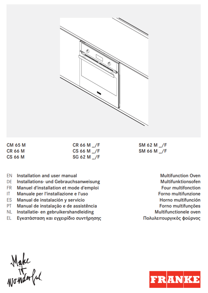 Manuale Forno Franke SM 62 M XS/F PDF