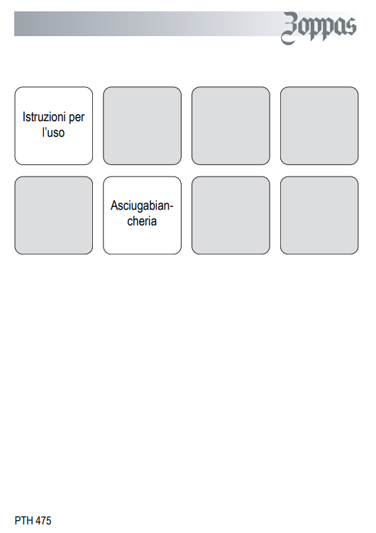 Manuale asciugatrice Zoppas PTH475 PDF