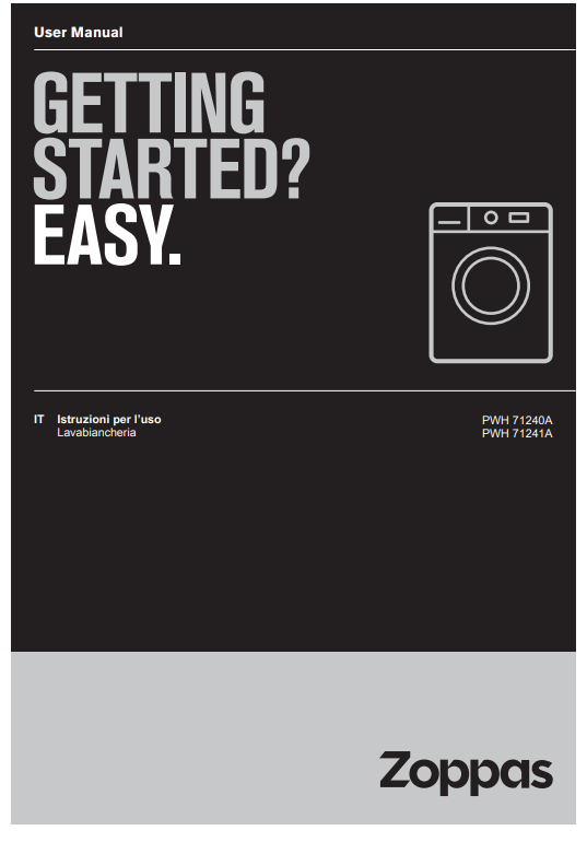 Manuale Lavatrice Zoppas PWH 71240A - PWH 71241A PDF