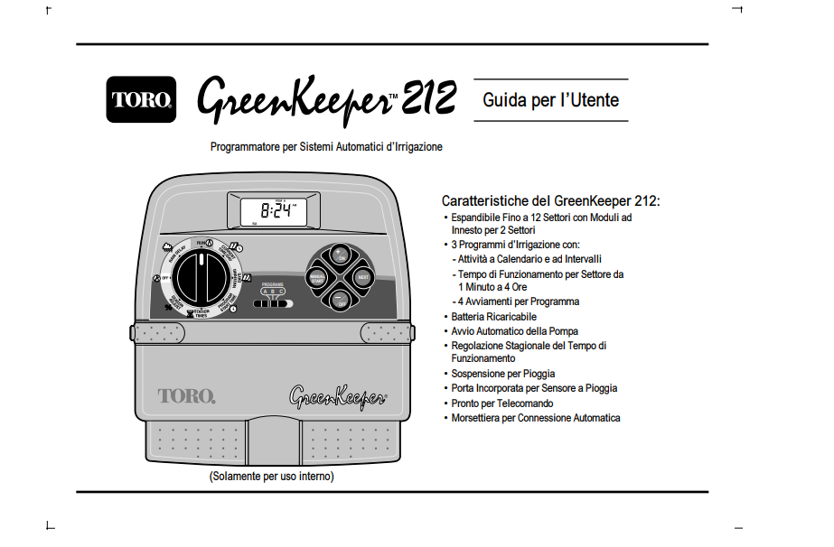 Manuale Toro GreenKeeper 212 PDF