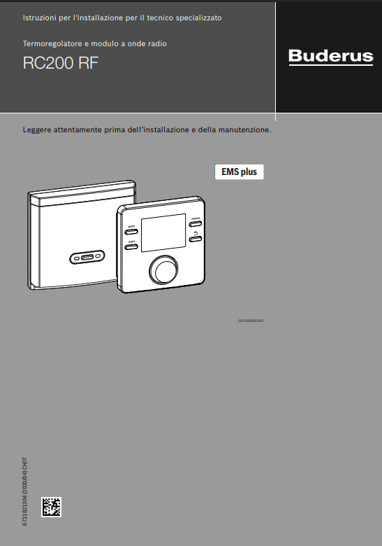 Manuale Termostato Buderus RC200 RF PDF