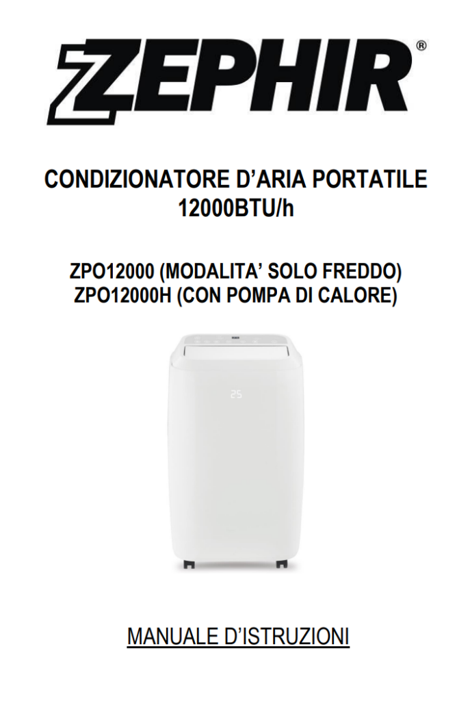 Manuale Condizionatore Portatile Zephir 12000 BTU ZPO12000 PDF