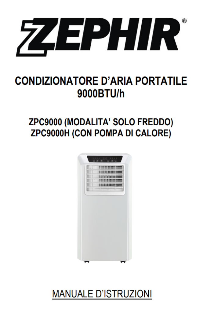 Manuale Condizionatore Portatile Zephir 9000 BTU ZPC9000 PDF