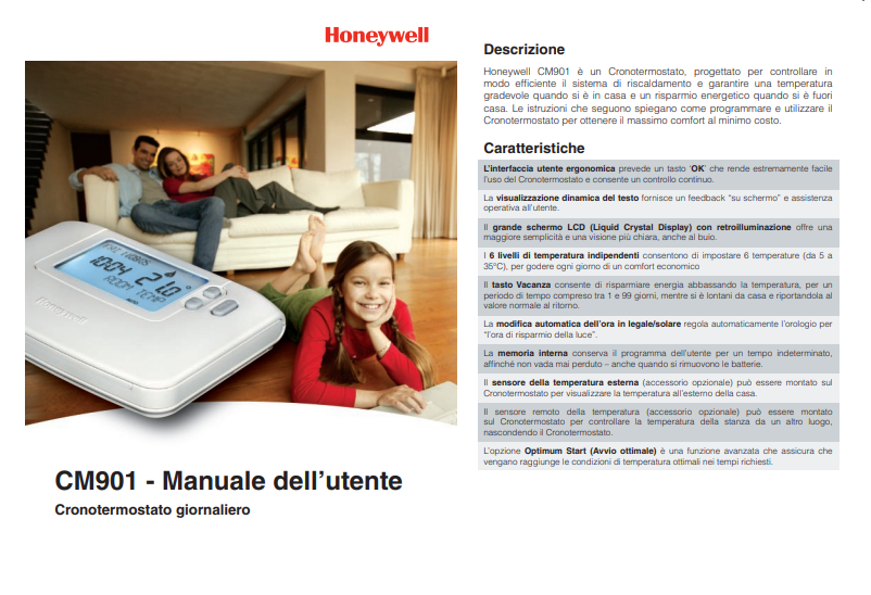 Manuale Cronotermostato Honeywell CM901 PDF