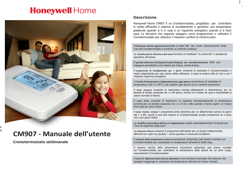 Manuale Cronotermostato Honeywell CM907 PDF