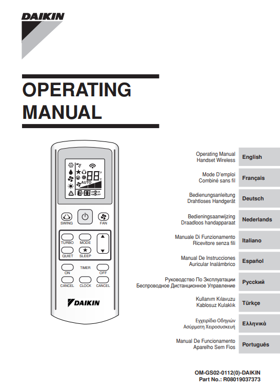 Manuale Telecomando Daikin GS02 PDF