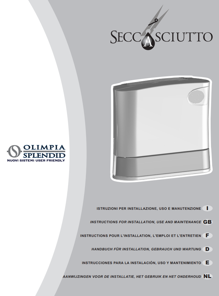 Manuale Deumidificatore Olimpia Splendid SeccoAsciutto PDF