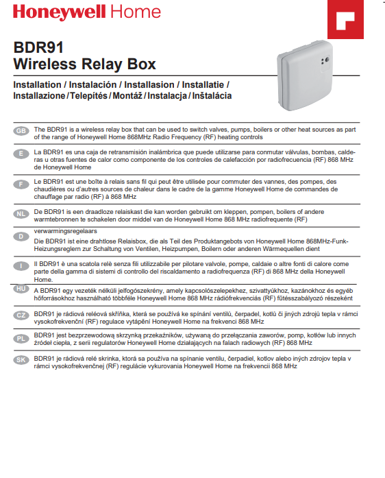 Manuale Honeywell BDR91 PDF