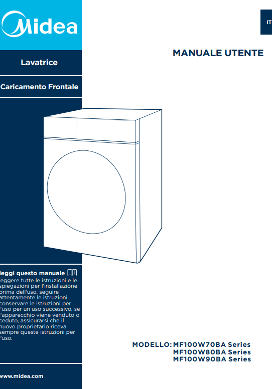 Manuale Lavatrice Midea MF100W70BA - MF100W80BA - MF100W90BA PDF