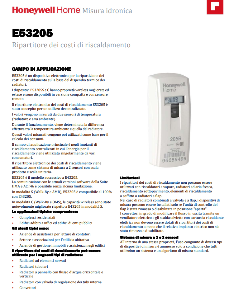 Manuale Ripartitore Honeywell 205S - 2025C PDF