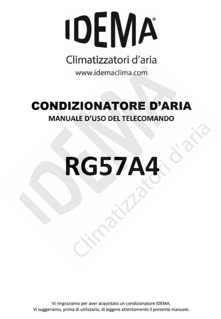 Manuale Telecomando Idema RG57A4 PDF