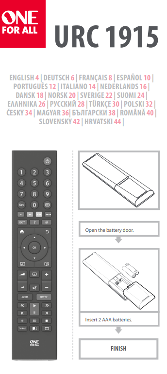 Manuale Telecomando One for All URC 1915 PDF
