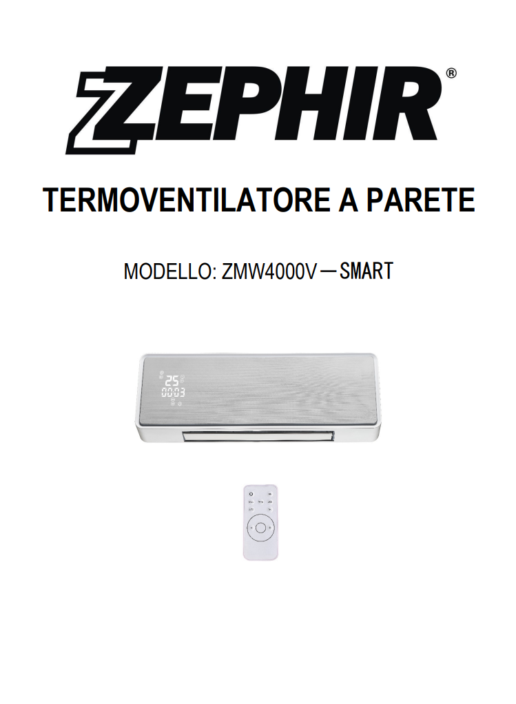 Manuale Termoventilatore a Parete Zephir ZMW4000V PDF